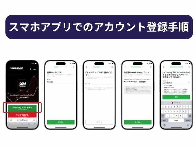 XMTradingスマホアプリでのアカウント登録手順